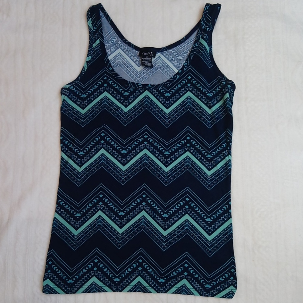 Blue Aztec Bohemian Stripe Printed Tank Top
